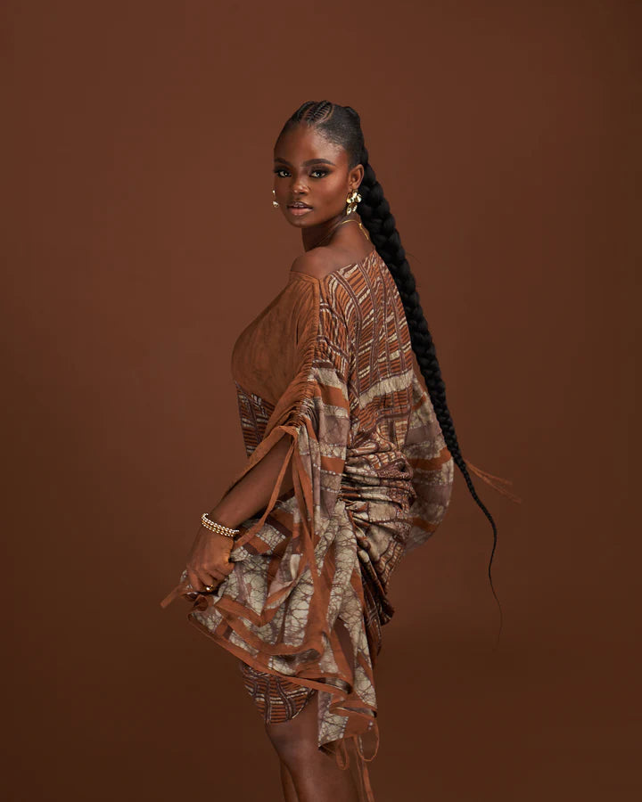 The Ndu Essence Chocolate Brown Dress - Agbada Bubu Dress