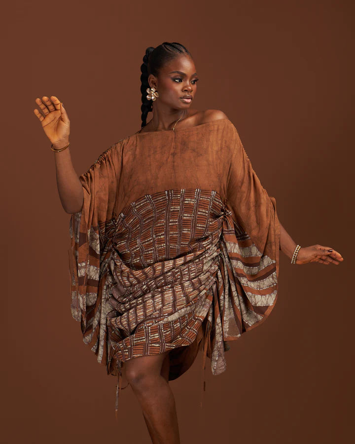 The Ndu Essence Chocolate Brown Dress - Agbada Bubu Dress